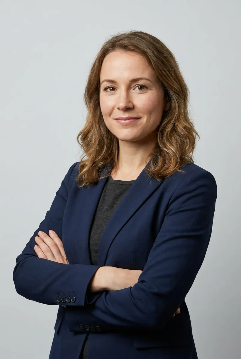 Ірина К., організаторка вебінарів, у фіолетовому дуотонному оформленні